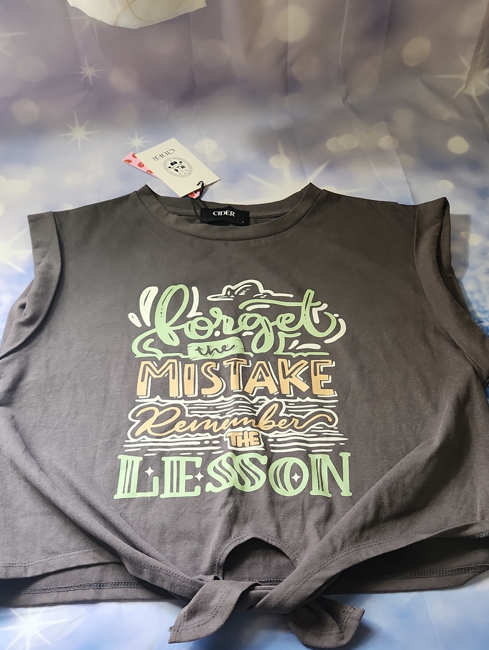 Cider Women's Tee in Charcoal Green "Forget The Mistake, Remember The Lesson"
